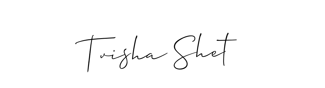 How to Draw Tvisha Shet signature style? Allison_Script is a latest design signature styles for name Tvisha Shet. Tvisha Shet signature style 2 images and pictures png