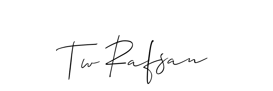Similarly Allison_Script is the best handwritten signature design. Signature creator online .You can use it as an online autograph creator for name Tw Rafsan. Tw Rafsan signature style 2 images and pictures png