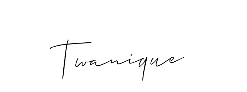 The best way (Allison_Script) to make a short signature is to pick only two or three words in your name. The name Twanique include a total of six letters. For converting this name. Twanique signature style 2 images and pictures png