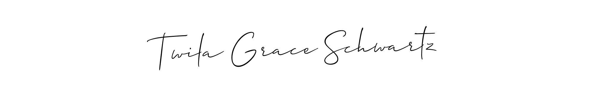 It looks lik you need a new signature style for name Twila Grace Schwartz. Design unique handwritten (Allison_Script) signature with our free signature maker in just a few clicks. Twila Grace Schwartz signature style 2 images and pictures png