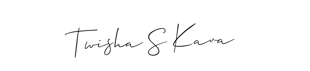 The best way (Allison_Script) to make a short signature is to pick only two or three words in your name. The name Twisha S Kava include a total of six letters. For converting this name. Twisha S Kava signature style 2 images and pictures png