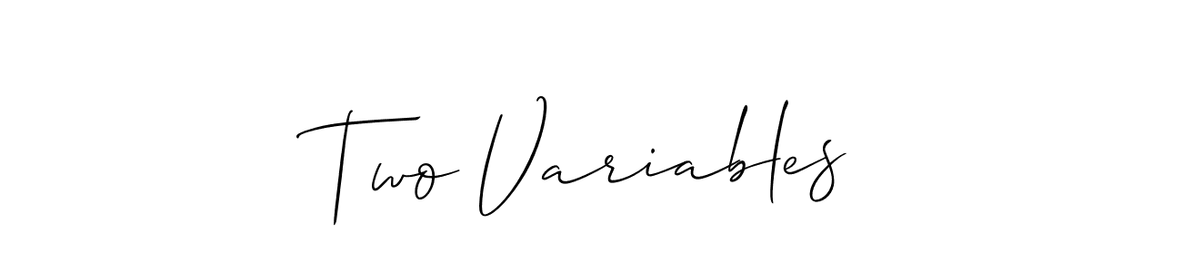 Use a signature maker to create a handwritten signature online. With this signature software, you can design (Allison_Script) your own signature for name Two Variables. Two Variables signature style 2 images and pictures png
