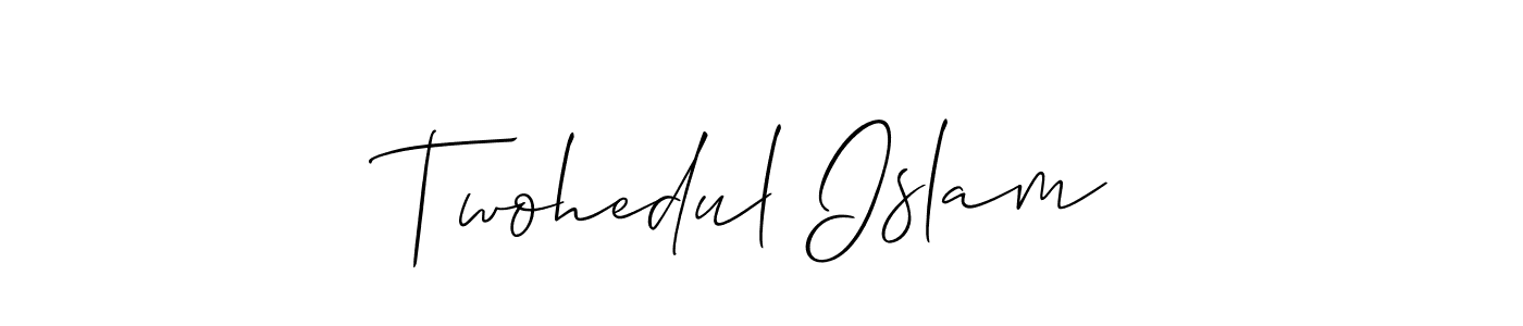 Allison_Script is a professional signature style that is perfect for those who want to add a touch of class to their signature. It is also a great choice for those who want to make their signature more unique. Get Twohedul Islam name to fancy signature for free. Twohedul Islam signature style 2 images and pictures png