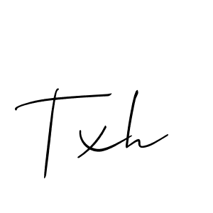 Make a beautiful signature design for name Txh. With this signature (Allison_Script) style, you can create a handwritten signature for free. Txh signature style 2 images and pictures png
