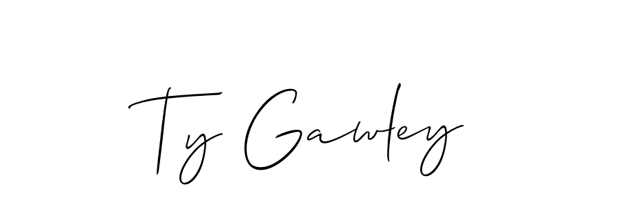 You should practise on your own different ways (Allison_Script) to write your name (Ty Gawley) in signature. don't let someone else do it for you. Ty Gawley signature style 2 images and pictures png