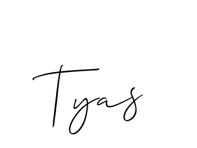 The best way (Allison_Script) to make a short signature is to pick only two or three words in your name. The name Tyas include a total of six letters. For converting this name. Tyas signature style 2 images and pictures png