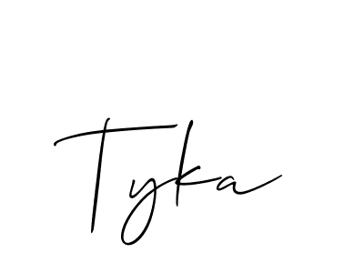 Make a beautiful signature design for name Tyka. With this signature (Allison_Script) style, you can create a handwritten signature for free. Tyka signature style 2 images and pictures png