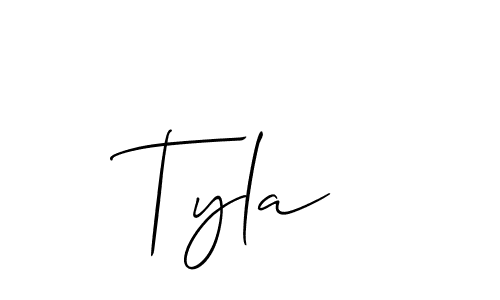 The best way (Allison_Script) to make a short signature is to pick only two or three words in your name. The name Tyla  include a total of six letters. For converting this name. Tyla  signature style 2 images and pictures png