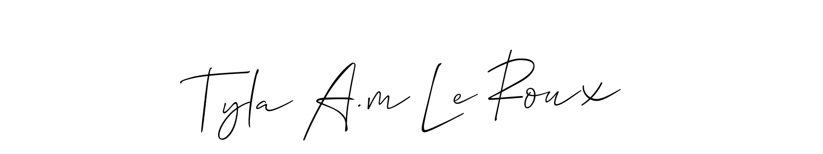 How to Draw Tyla A.m Le Roux signature style? Allison_Script is a latest design signature styles for name Tyla A.m Le Roux. Tyla A.m Le Roux signature style 2 images and pictures png