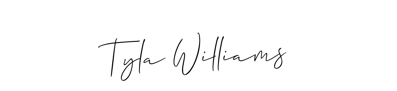 Allison_Script is a professional signature style that is perfect for those who want to add a touch of class to their signature. It is also a great choice for those who want to make their signature more unique. Get Tyla Williams name to fancy signature for free. Tyla Williams signature style 2 images and pictures png