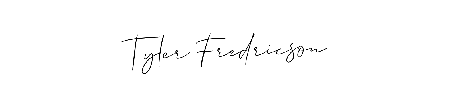 It looks lik you need a new signature style for name Tyler Fredricson. Design unique handwritten (Allison_Script) signature with our free signature maker in just a few clicks. Tyler Fredricson signature style 2 images and pictures png