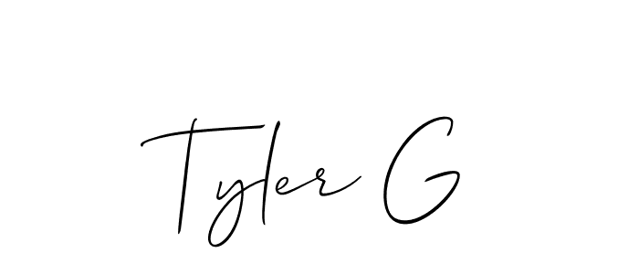 Similarly Allison_Script is the best handwritten signature design. Signature creator online .You can use it as an online autograph creator for name Tyler G. Tyler G signature style 2 images and pictures png