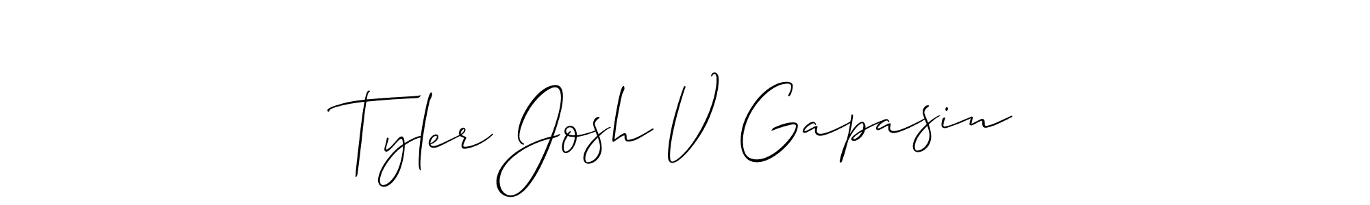 Create a beautiful signature design for name Tyler Josh V Gapasin. With this signature (Allison_Script) fonts, you can make a handwritten signature for free. Tyler Josh V Gapasin signature style 2 images and pictures png