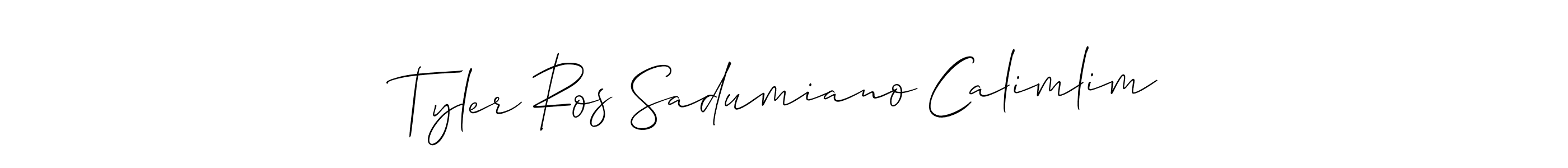 Tyler Ros Sadumiano Calimlim stylish signature style. Best Handwritten Sign (Allison_Script) for my name. Handwritten Signature Collection Ideas for my name Tyler Ros Sadumiano Calimlim. Tyler Ros Sadumiano Calimlim signature style 2 images and pictures png