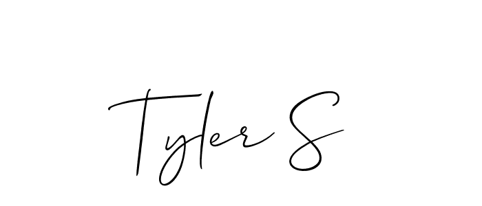 The best way (Allison_Script) to make a short signature is to pick only two or three words in your name. The name Tyler S include a total of six letters. For converting this name. Tyler S signature style 2 images and pictures png