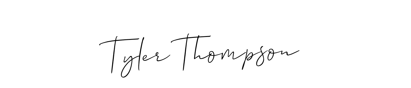 The best way (Allison_Script) to make a short signature is to pick only two or three words in your name. The name Tyler Thompson include a total of six letters. For converting this name. Tyler Thompson signature style 2 images and pictures png