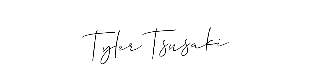Allison_Script is a professional signature style that is perfect for those who want to add a touch of class to their signature. It is also a great choice for those who want to make their signature more unique. Get Tyler Tsusaki name to fancy signature for free. Tyler Tsusaki signature style 2 images and pictures png
