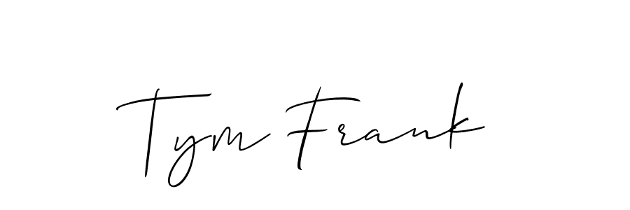 The best way (Allison_Script) to make a short signature is to pick only two or three words in your name. The name Tym Frank include a total of six letters. For converting this name. Tym Frank signature style 2 images and pictures png