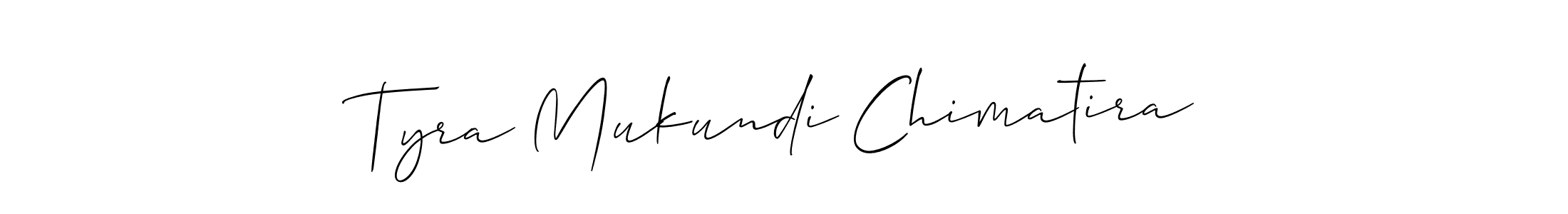 The best way (Allison_Script) to make a short signature is to pick only two or three words in your name. The name Tyra Mukundi Chimatira include a total of six letters. For converting this name. Tyra Mukundi Chimatira signature style 2 images and pictures png