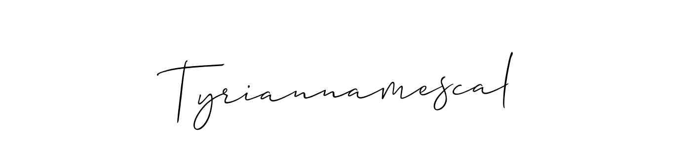 Allison_Script is a professional signature style that is perfect for those who want to add a touch of class to their signature. It is also a great choice for those who want to make their signature more unique. Get Tyriannamescal name to fancy signature for free. Tyriannamescal signature style 2 images and pictures png
