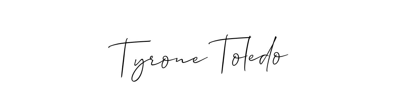 The best way (Allison_Script) to make a short signature is to pick only two or three words in your name. The name Tyrone Toledo include a total of six letters. For converting this name. Tyrone Toledo signature style 2 images and pictures png