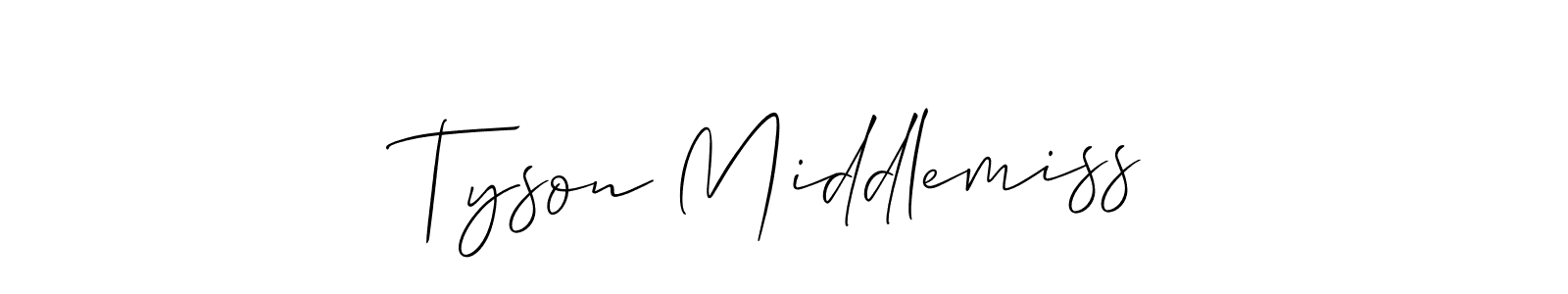 Create a beautiful signature design for name Tyson Middlemiss. With this signature (Allison_Script) fonts, you can make a handwritten signature for free. Tyson Middlemiss signature style 2 images and pictures png
