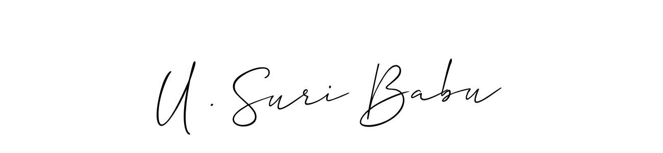 The best way (Allison_Script) to make a short signature is to pick only two or three words in your name. The name U . Suri Babu include a total of six letters. For converting this name. U . Suri Babu signature style 2 images and pictures png