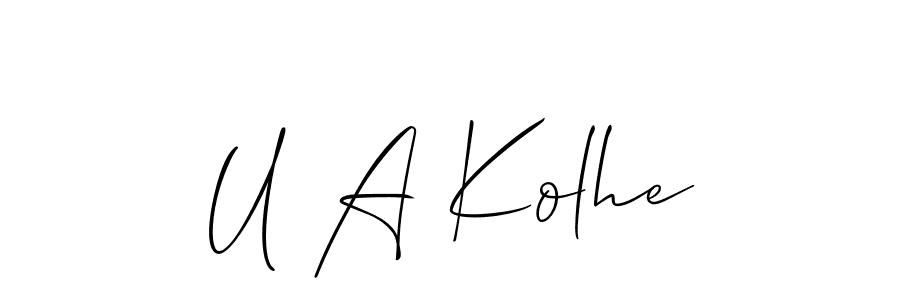 You can use this online signature creator to create a handwritten signature for the name U A Kolhe. This is the best online autograph maker. U A Kolhe signature style 2 images and pictures png