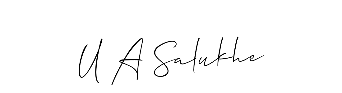 You should practise on your own different ways (Allison_Script) to write your name (U A Salukhe) in signature. don't let someone else do it for you. U A Salukhe signature style 2 images and pictures png