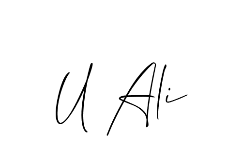 Allison_Script is a professional signature style that is perfect for those who want to add a touch of class to their signature. It is also a great choice for those who want to make their signature more unique. Get U Ali name to fancy signature for free. U Ali signature style 2 images and pictures png