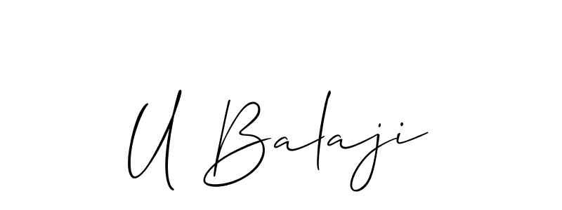 Also we have U Balaji name is the best signature style. Create professional handwritten signature collection using Allison_Script autograph style. U Balaji signature style 2 images and pictures png