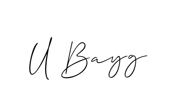 if you are searching for the best signature style for your name U Bayg. so please give up your signature search. here we have designed multiple signature styles  using Allison_Script. U Bayg signature style 2 images and pictures png