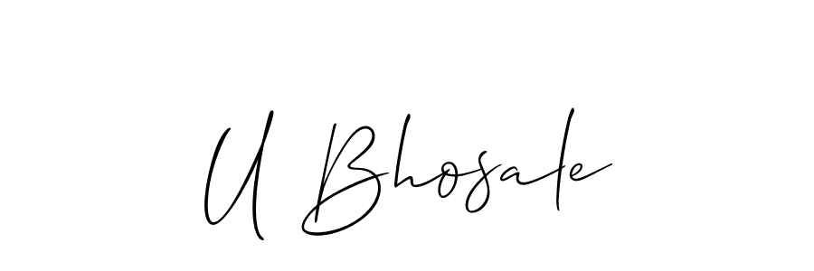 How to make U Bhosale name signature. Use Allison_Script style for creating short signs online. This is the latest handwritten sign. U Bhosale signature style 2 images and pictures png