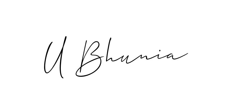 Design your own signature with our free online signature maker. With this signature software, you can create a handwritten (Allison_Script) signature for name U Bhunia. U Bhunia signature style 2 images and pictures png