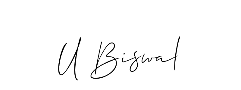 Use a signature maker to create a handwritten signature online. With this signature software, you can design (Allison_Script) your own signature for name U Biswal. U Biswal signature style 2 images and pictures png