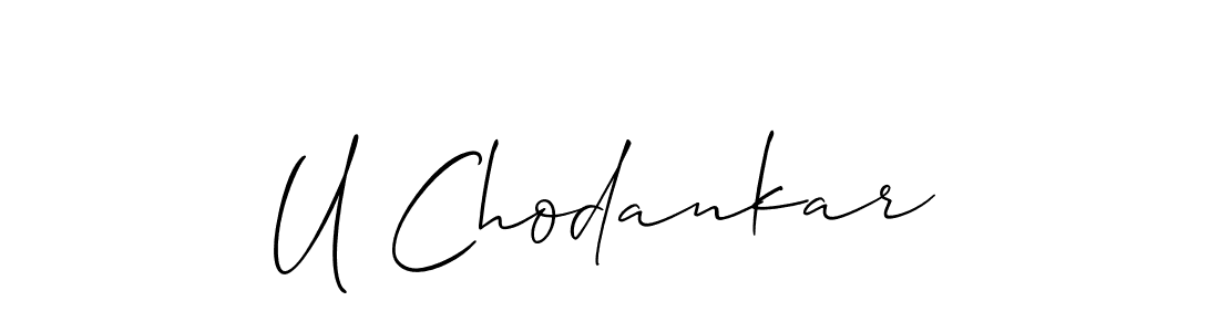 Use a signature maker to create a handwritten signature online. With this signature software, you can design (Allison_Script) your own signature for name U Chodankar. U Chodankar signature style 2 images and pictures png