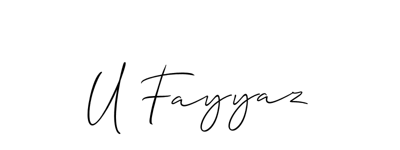 if you are searching for the best signature style for your name U Fayyaz. so please give up your signature search. here we have designed multiple signature styles  using Allison_Script. U Fayyaz signature style 2 images and pictures png