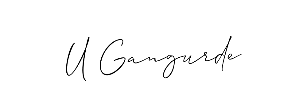 The best way (Allison_Script) to make a short signature is to pick only two or three words in your name. The name U Gangurde include a total of six letters. For converting this name. U Gangurde signature style 2 images and pictures png