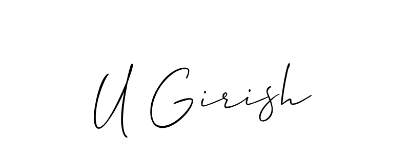 The best way (Allison_Script) to make a short signature is to pick only two or three words in your name. The name U Girish include a total of six letters. For converting this name. U Girish signature style 2 images and pictures png