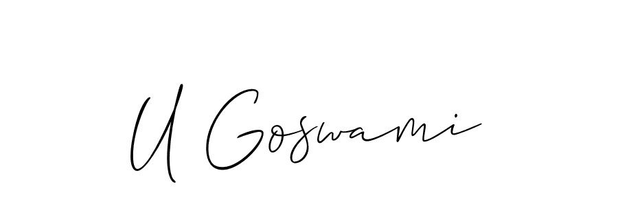 Make a short U Goswami signature style. Manage your documents anywhere anytime using Allison_Script. Create and add eSignatures, submit forms, share and send files easily. U Goswami signature style 2 images and pictures png