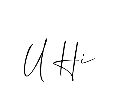 How to make U Hi name signature. Use Allison_Script style for creating short signs online. This is the latest handwritten sign. U Hi signature style 2 images and pictures png