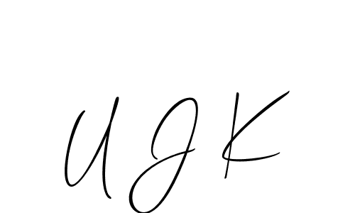 Design your own signature with our free online signature maker. With this signature software, you can create a handwritten (Allison_Script) signature for name U J K. U J K signature style 2 images and pictures png