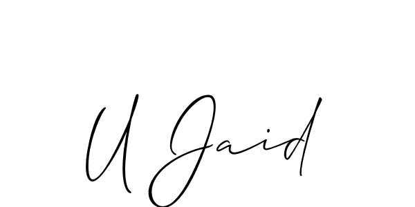 if you are searching for the best signature style for your name U Jaid. so please give up your signature search. here we have designed multiple signature styles  using Allison_Script. U Jaid signature style 2 images and pictures png