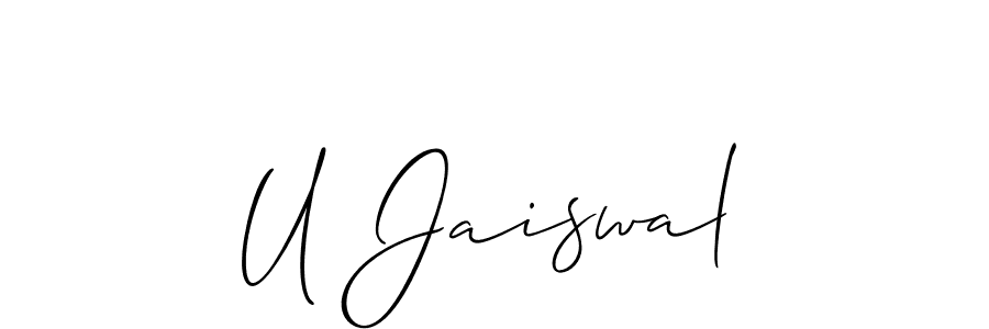 Allison_Script is a professional signature style that is perfect for those who want to add a touch of class to their signature. It is also a great choice for those who want to make their signature more unique. Get U Jaiswal name to fancy signature for free. U Jaiswal signature style 2 images and pictures png