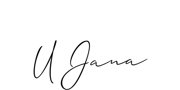 if you are searching for the best signature style for your name U Jana. so please give up your signature search. here we have designed multiple signature styles  using Allison_Script. U Jana signature style 2 images and pictures png