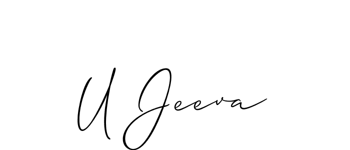 How to make U Jeeva name signature. Use Allison_Script style for creating short signs online. This is the latest handwritten sign. U Jeeva signature style 2 images and pictures png