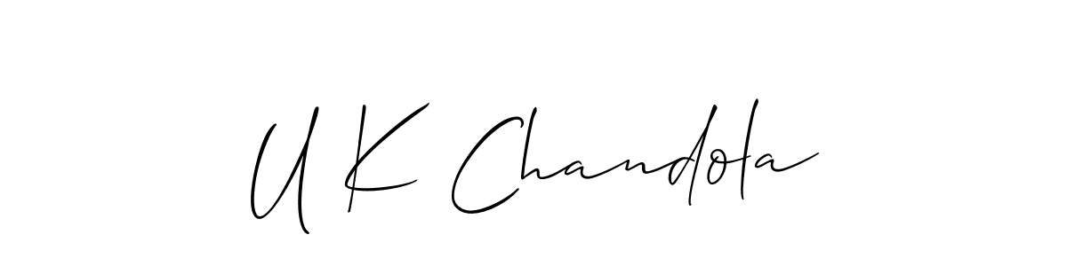 if you are searching for the best signature style for your name U K Chandola. so please give up your signature search. here we have designed multiple signature styles  using Allison_Script. U K Chandola signature style 2 images and pictures png