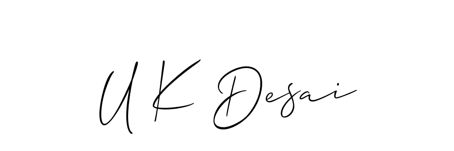 U K Desai stylish signature style. Best Handwritten Sign (Allison_Script) for my name. Handwritten Signature Collection Ideas for my name U K Desai. U K Desai signature style 2 images and pictures png
