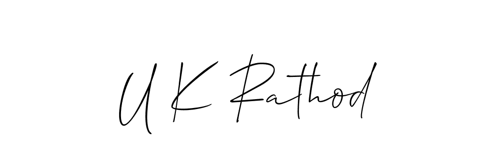 Also we have U K Rathod name is the best signature style. Create professional handwritten signature collection using Allison_Script autograph style. U K Rathod signature style 2 images and pictures png