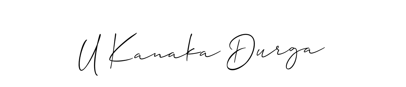 Also You can easily find your signature by using the search form. We will create U Kanaka Durga name handwritten signature images for you free of cost using Allison_Script sign style. U Kanaka Durga signature style 2 images and pictures png